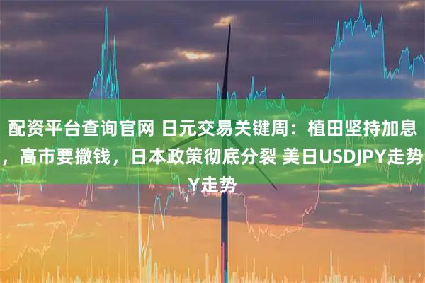 配资平台查询官网 日元交易关键周：植田坚持加息，高市要撒钱，日本政策彻底分裂 美日USDJPY走势